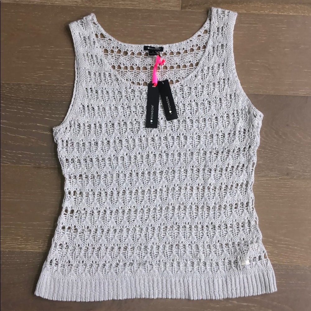Sleeveless Gray Knit Sweater